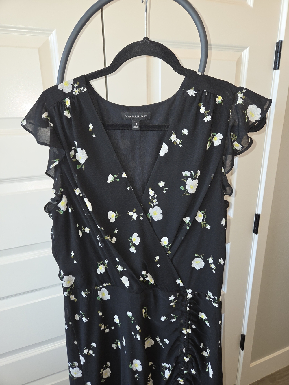 Banana Republic Black Floral Wrap Dress